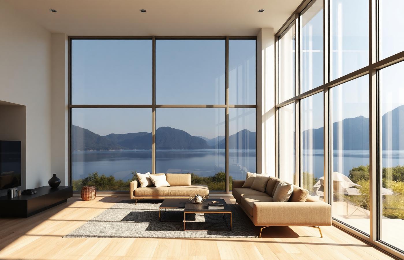 Après: intérieur avec film solaire, lumière tempérée