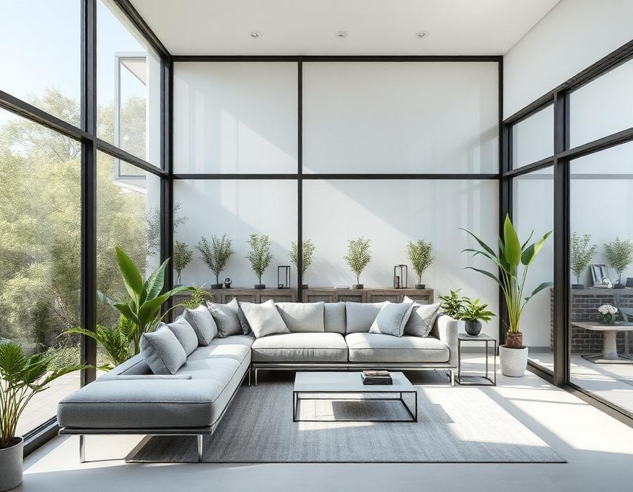 Intérieur moderne protégé par des vitrages